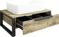 Sanflor Тумба под раковину Гард 70 подвесная дуб крафт золотой/черная – фотография-2